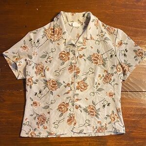 Casual Floral Shirt - Cream and Brown